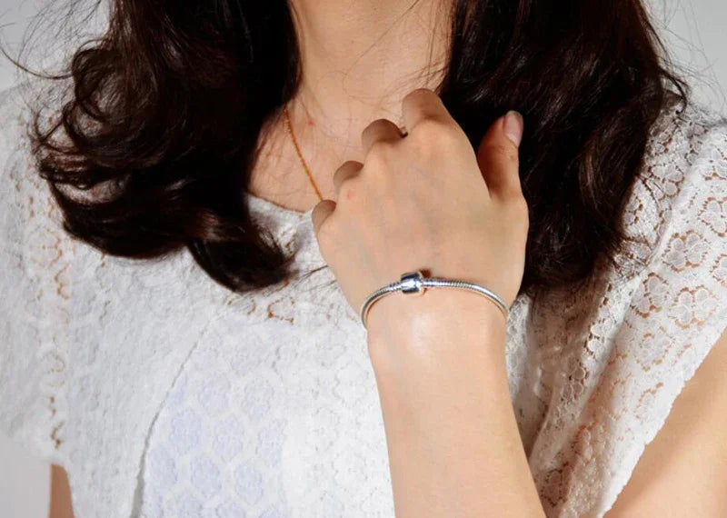 925 Sterling Silver Snake Chain Charm Bracelet – Smooth Handmade Fine Jewelry - SQN station By 22GM-style