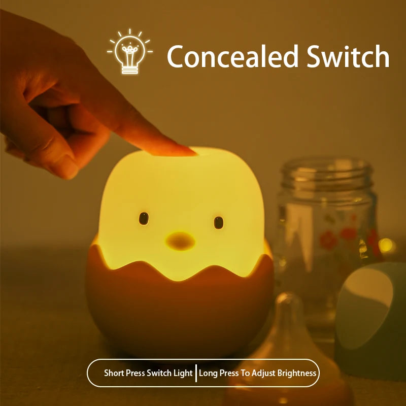 Eggshell LED Night Light – Cute Cartoon Touch Lamp with Adjustable Warm Light, Rechargeable for Kids Bedroom - SQN station By 22GM-style