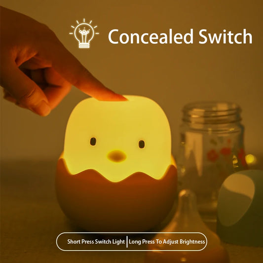 Eggshell LED Night Light – Cute Cartoon Touch Lamp with Adjustable Warm Light, Rechargeable for Kids Bedroom - SQN station By 22GM-style