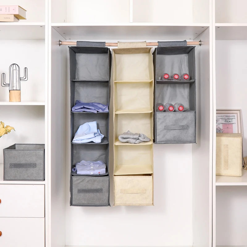 Cotton Linen Hanging Storage Organizer – Drawer Style Wardrobe Hanging Bag - SQN station By 22GM-style