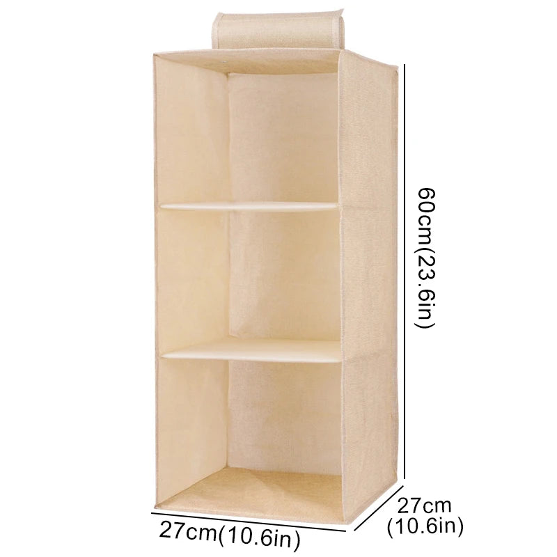 Cotton Linen Hanging Storage Organizer – Drawer Style Wardrobe Hanging Bag - SQN station By 22GM-style