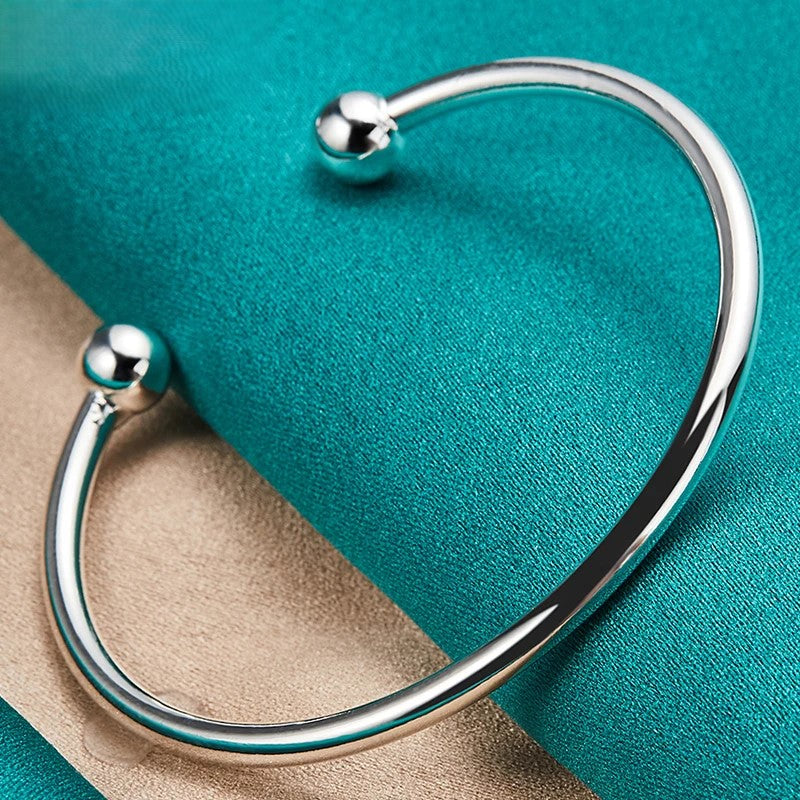 925 Sterling Silver 4mm Bead Bracelet – Minimal Solid Silver Jewelry - SQN station By 22GM-style