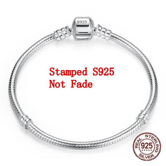 925 Sterling Silver Snake Chain Charm Bracelet – Smooth Handmade Fine Jewelry - SQN station By 22GM-style