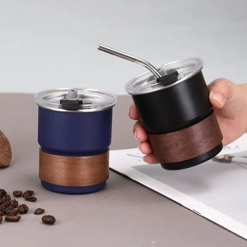 300ml Stainless Steel Camping Coffee Mug with Lid – Portable Heat-Resistant Outdoor Cup - SQN station By 22GM-style
