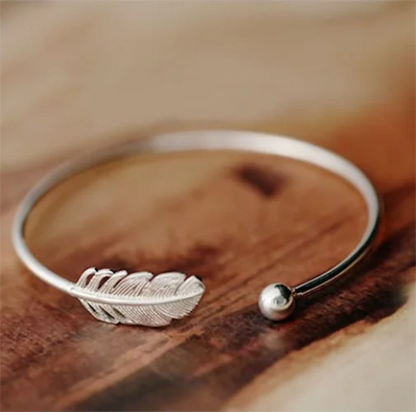925 Sterling Silver Angel Feather Arm Cuff – Lucky Designer Bracelet for Women - SQN station By 22GM-style